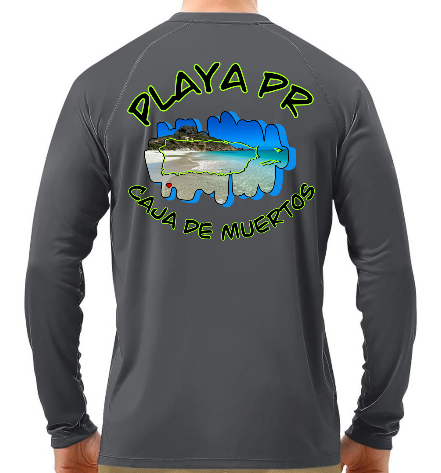 Mens Long Sleeve UPF50 Rash Guard Isla Caja De Muertos