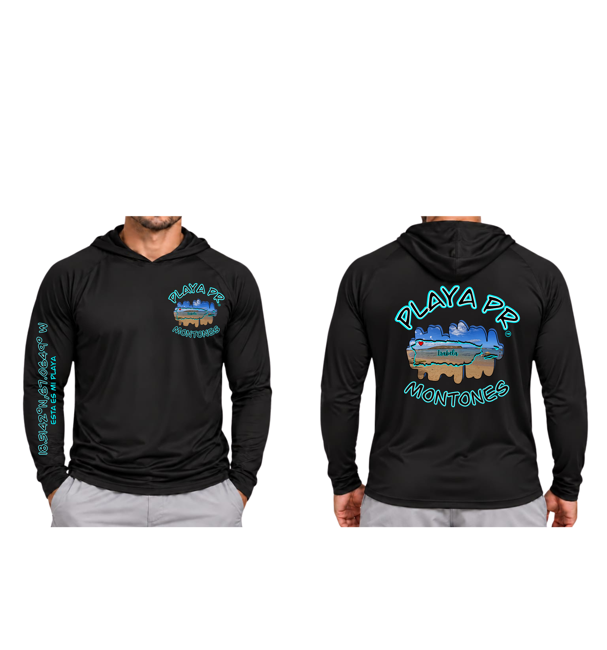 Hoody UPF50 long sleeve men’s with fish