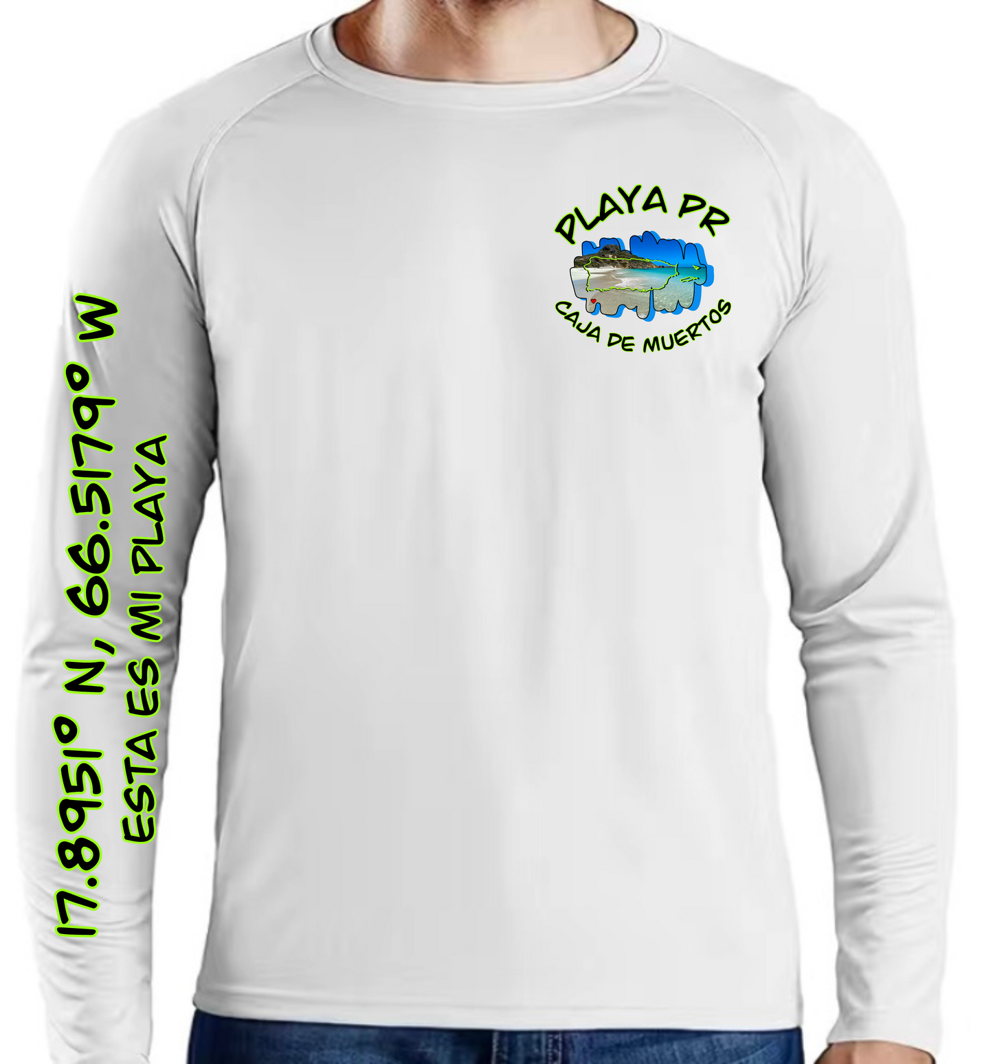 Mens Long Sleeve UPF50 Rash Guard Isla Caja De Muertos