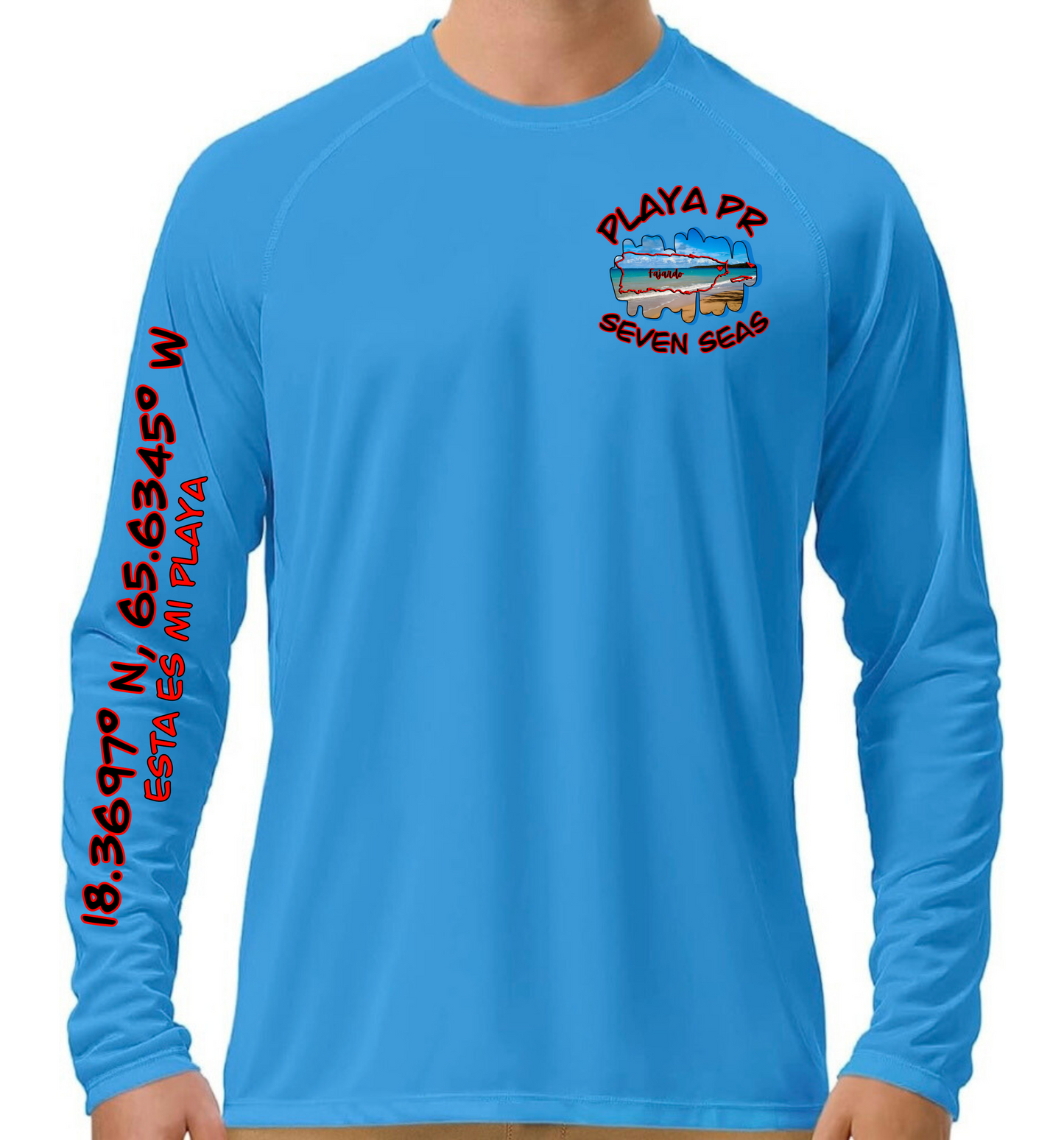 Men's UPF50+ rash guard Long Sleeve Seven Seas, Fajardo P.R