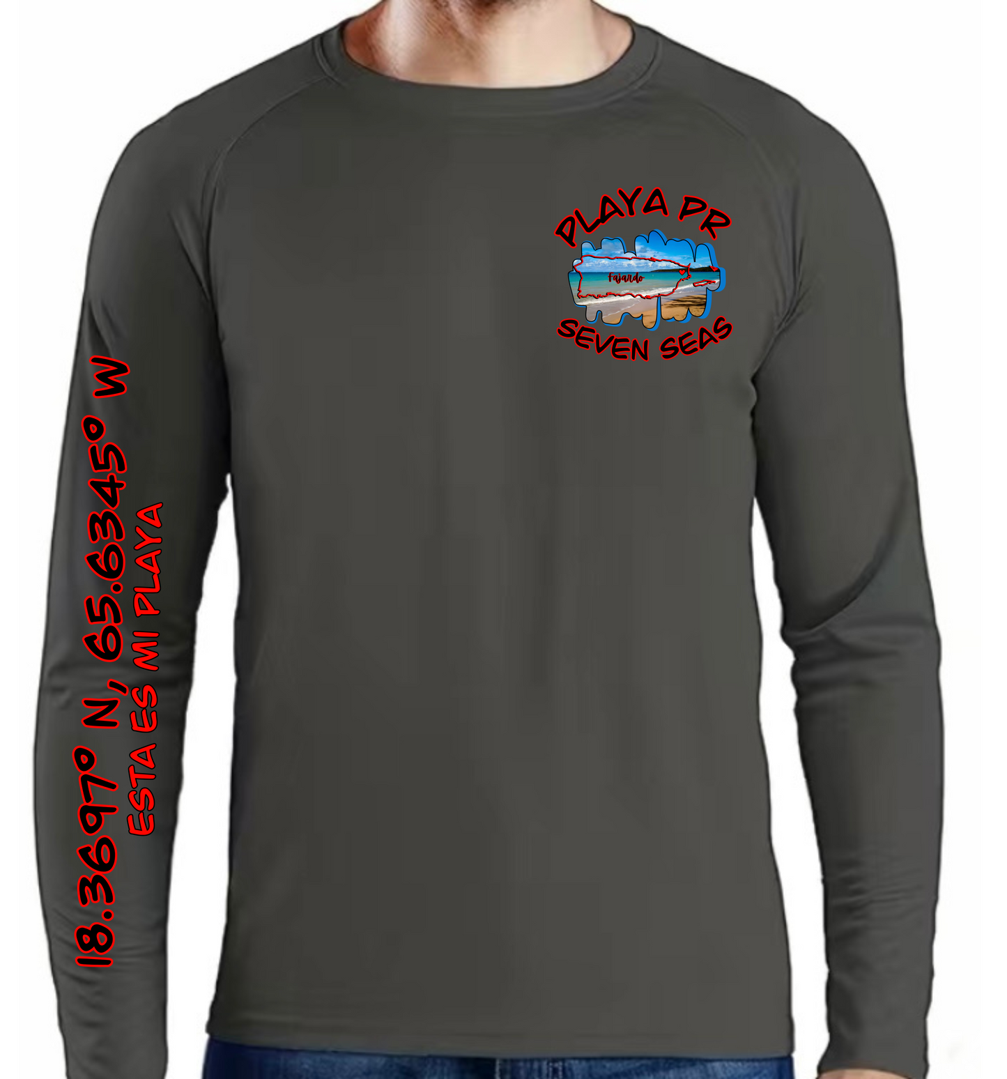 Men's UPF50+ rash guard Long Sleeve Seven Seas, Fajardo P.R