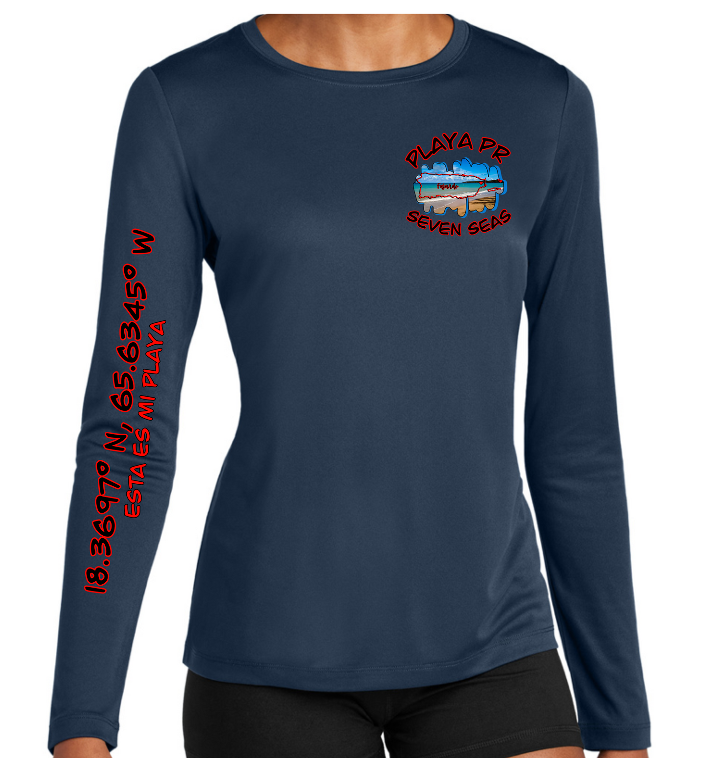 Womens UPF50+ rash guard long sleeve Seven Seas, Fajardo P.R