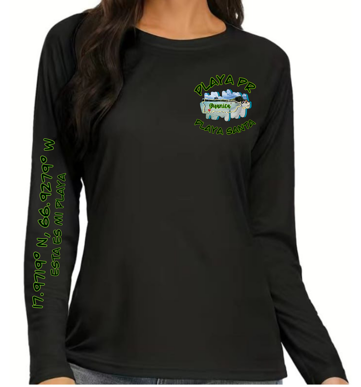 Women's UPF 50+ rash guard long sleeve Playa Santa, Guanica P.R