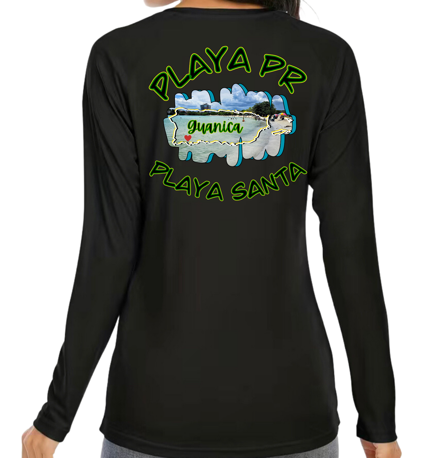 Women's UPF 50+ rash guard long sleeve Playa Santa, Guanica P.R