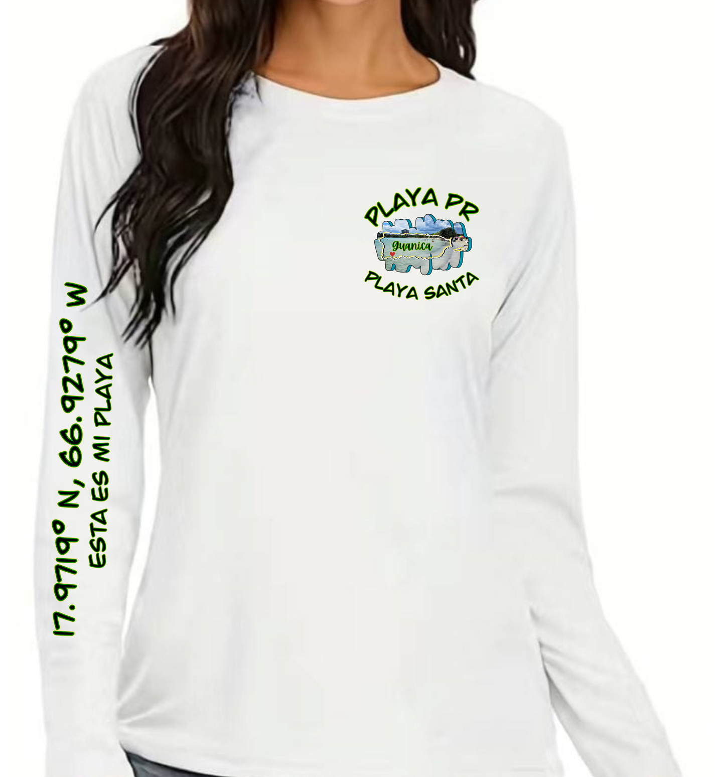 Women's UPF 50+ rash guard long sleeve Playa Santa, Guanica P.R