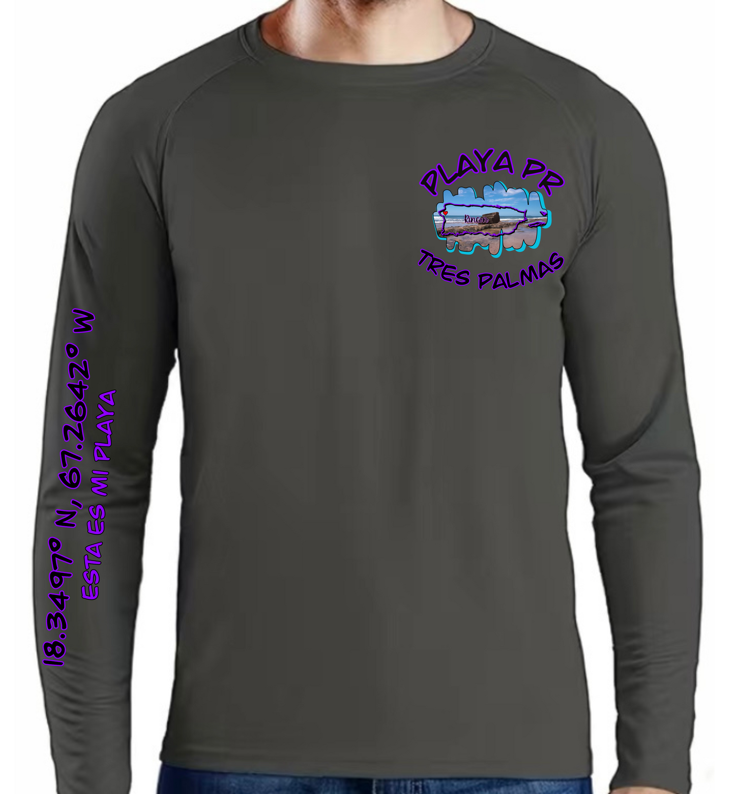 Men's UPF50+ rash guard long Sleeve Tres Palmas, Rincon P.R