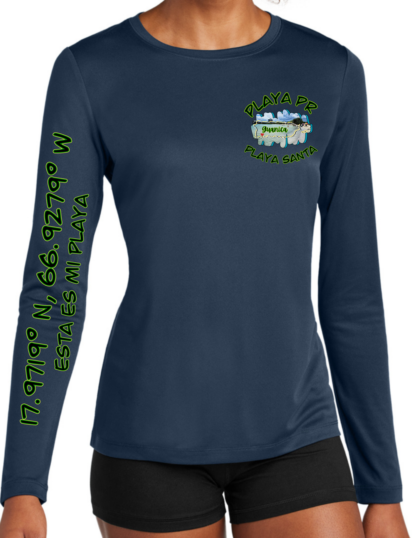 Women's UPF 50+ rash guard long sleeve Playa Santa, Guanica P.R