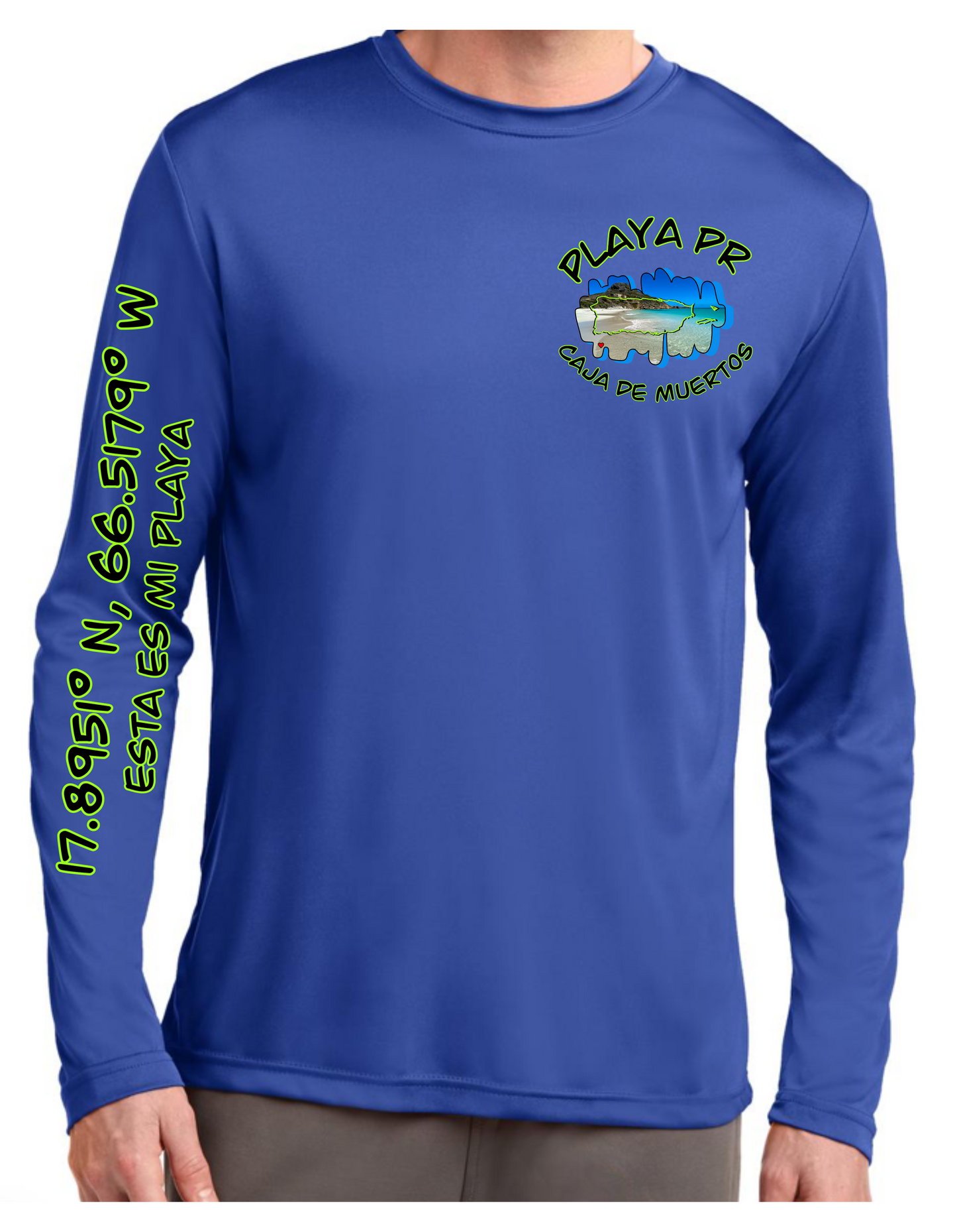 Mens Long Sleeve UPF50 Rash Guard Isla Caja De Muertos