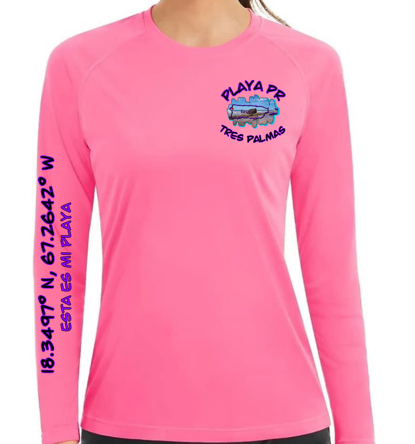 Women's UPF50+ rash guard long sleeve Tres Palmas, Rincon P.R