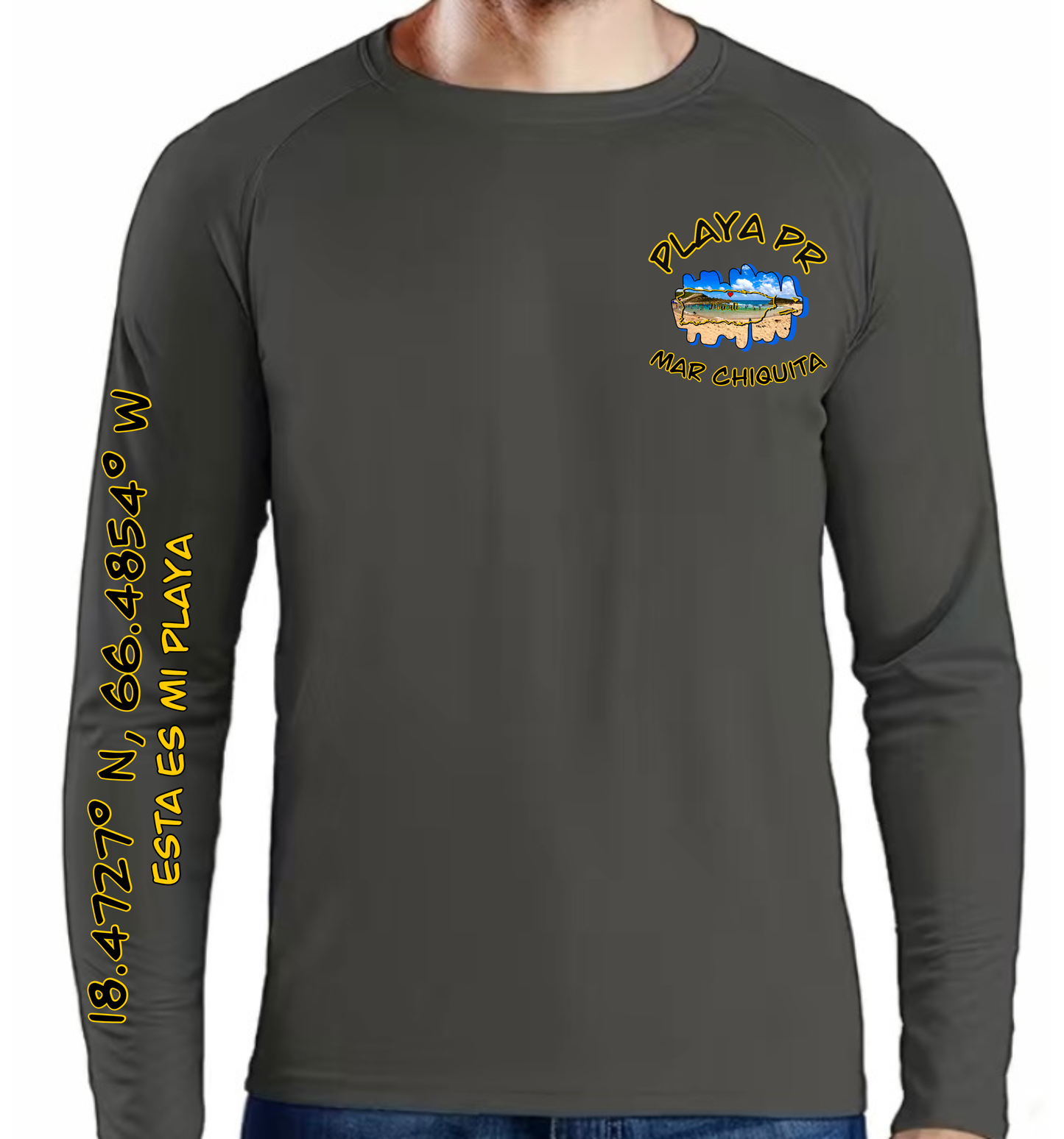 Men's UPF50+ rash guard Long Sleeve Mar Chiquita, Manati P.R