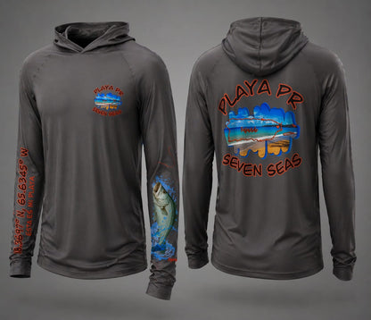 Hoody UPF50 long sleeve men’s with fish