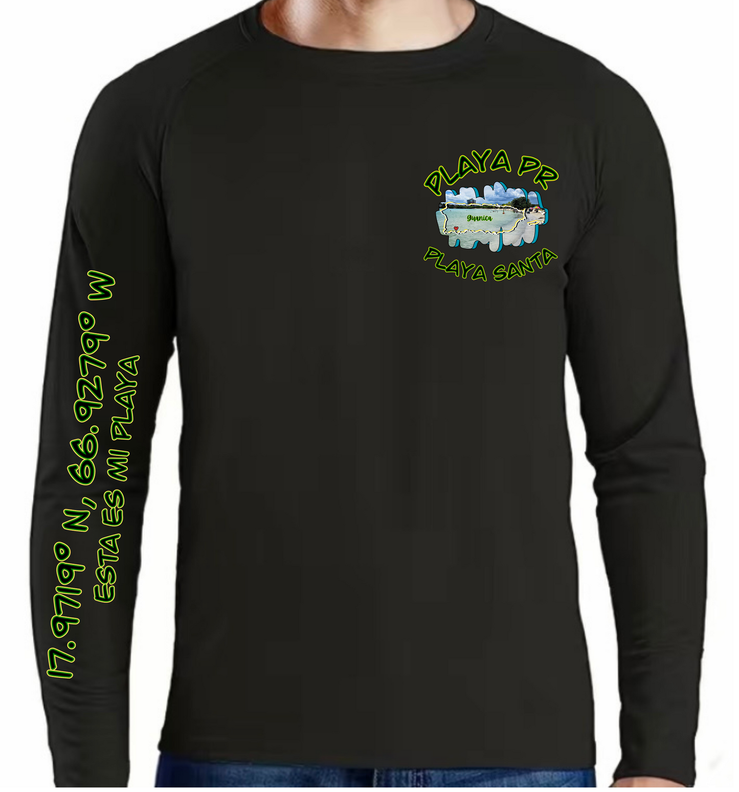 Men's UPF50+ Long Sleeve Rash Guard Playa Santa, Guanica P.R