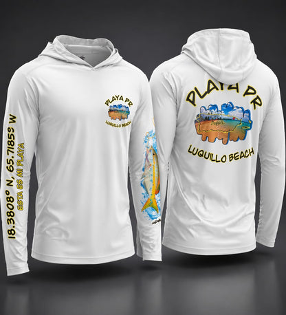 Hoody UPF50 long sleeve men’s with fish