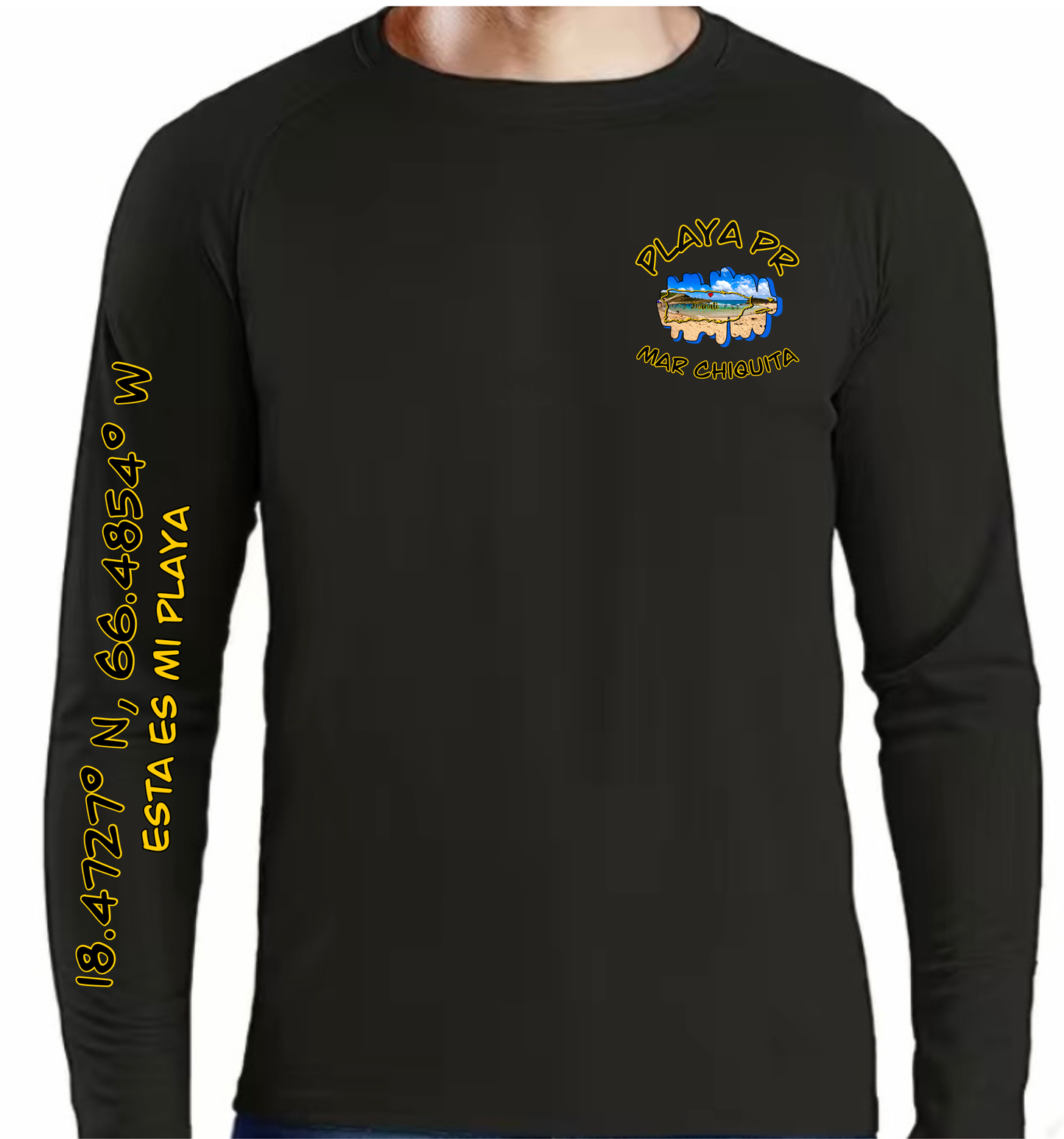 Men's UPF50+ rash guard Long Sleeve Mar Chiquita, Manati P.R