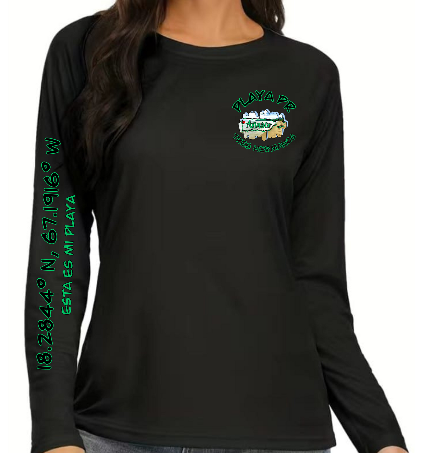 Women's UPF50+ rash guard long Sleeve Tres Hermanos, Añasco P.R