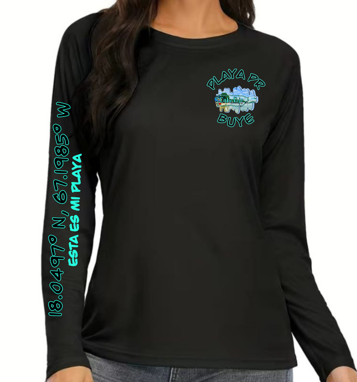 Women's UPF50+ rash guard long sleeve Buye, Cabo Rojo P.R