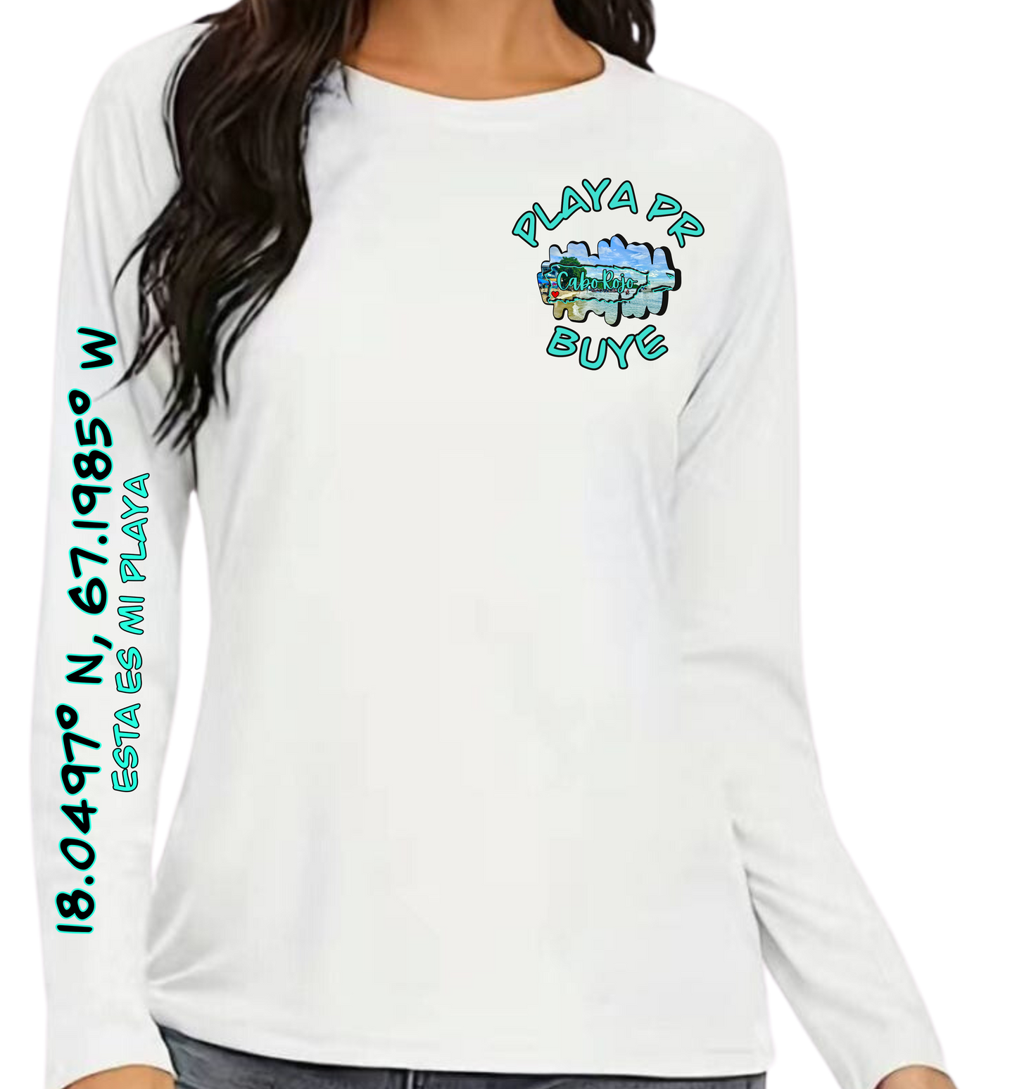 Women's UPF50+ rash guard long sleeve Buye, Cabo Rojo P.R