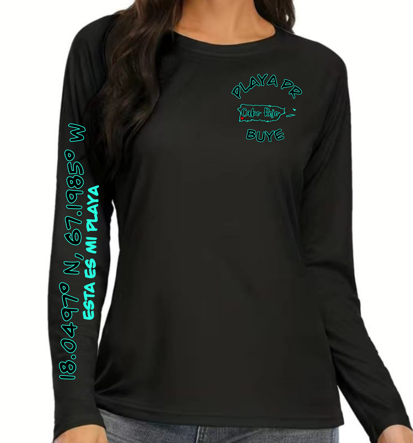 Women's UPF50+ rash guard long sleeve Buye, Cabo Rojo P.R