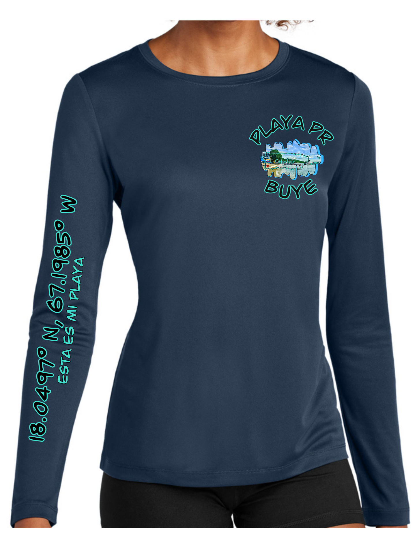 Women's UPF50+ rash guard long sleeve Buye, Cabo Rojo P.R