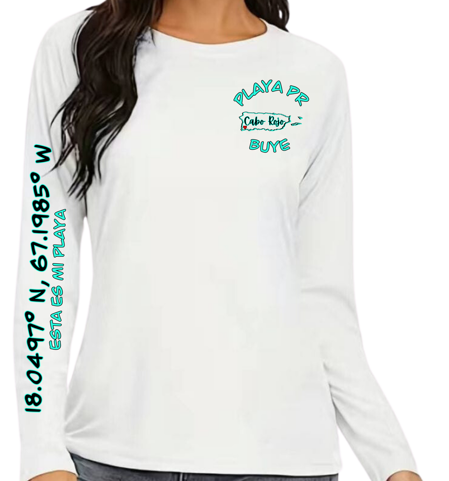 Women's UPF50+ rash guard long sleeve Buye, Cabo Rojo P.R