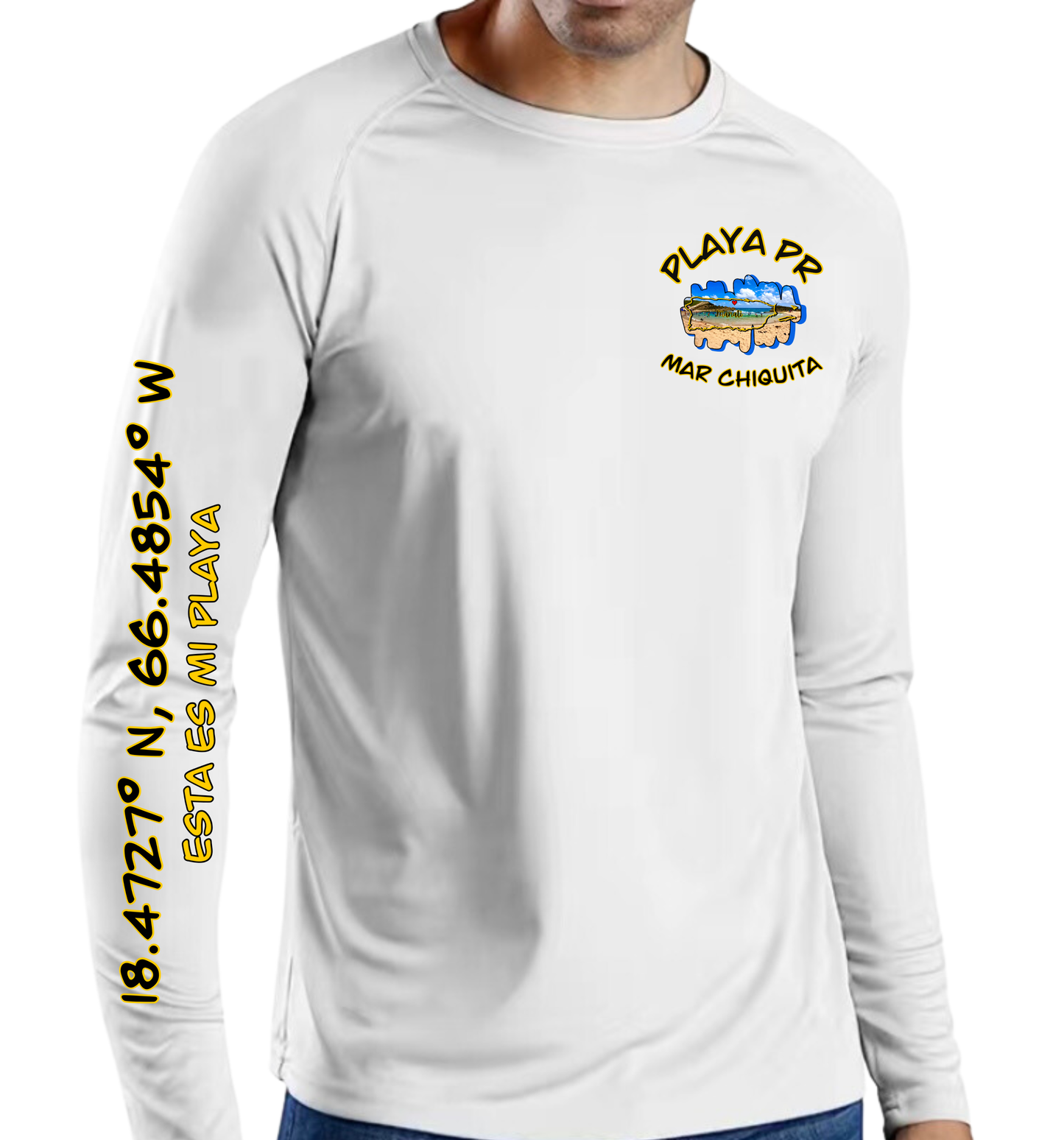 Men's UPF50+ rash guard Long Sleeve Mar Chiquita, Manati P.R