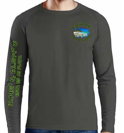 Mens Long Sleeve UPF50 Rash Guard Isla Caja De Muertos