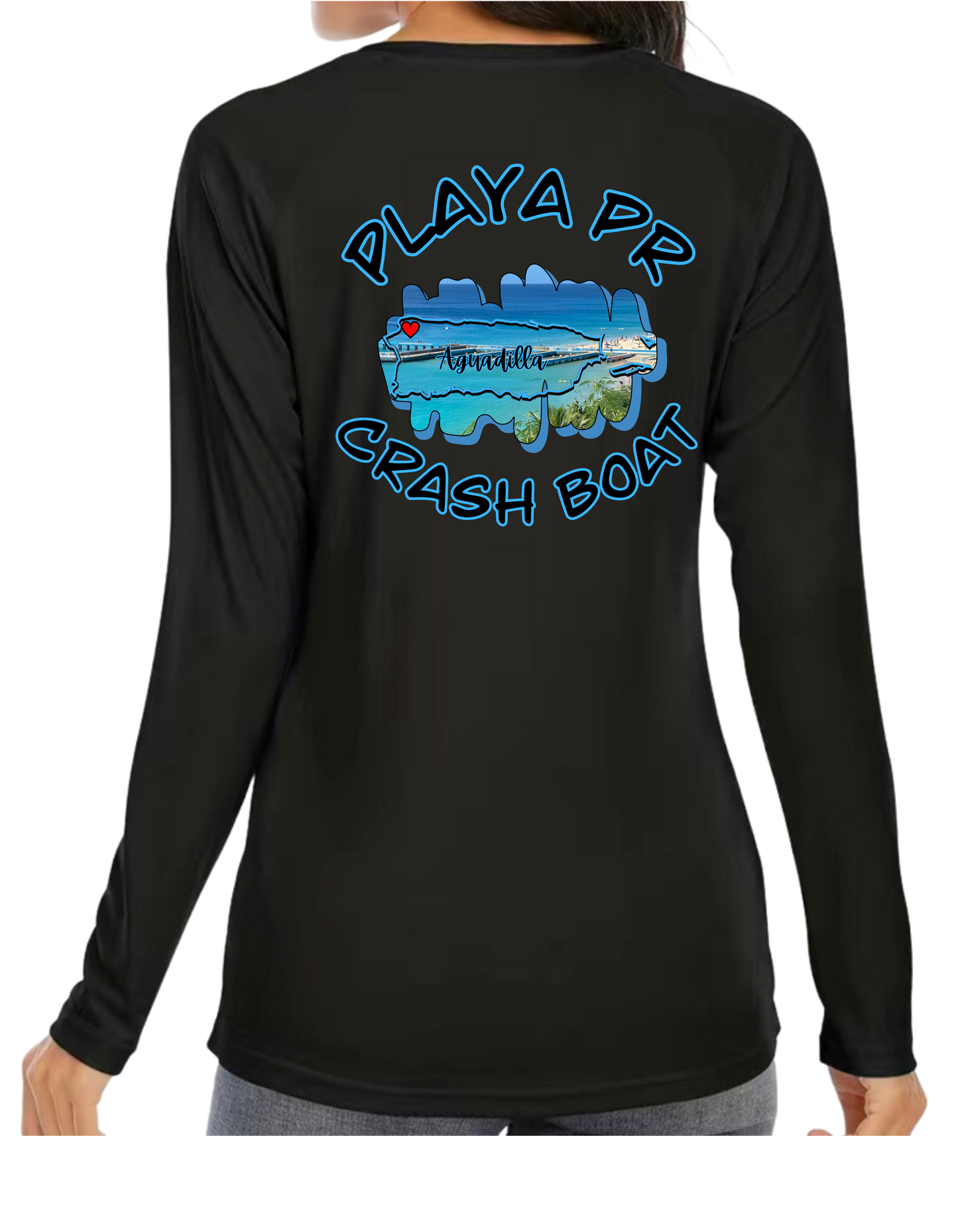 Women's UPF50+ rash guard long Sleeve Crash boat, Aguadilla P.R
