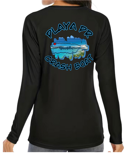 Women's UPF50+ rash guard long Sleeve Crash boat, Aguadilla P.R
