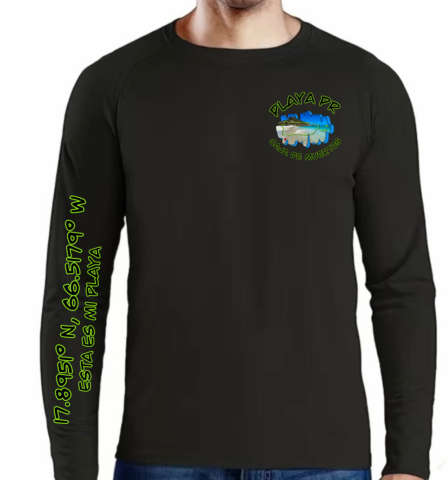 Mens Long Sleeve UPF50 Rash Guard Isla Caja De Muertos