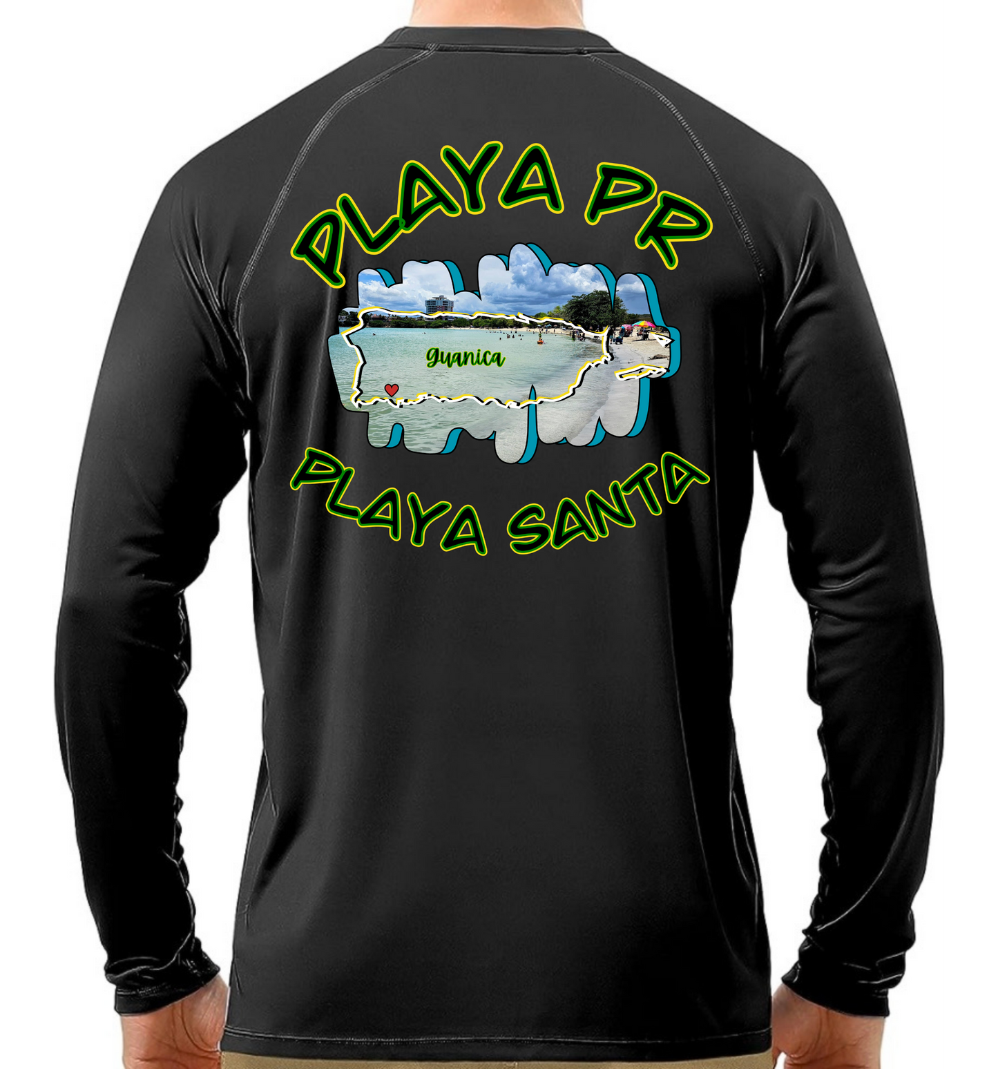 Men's UPF50+ Long Sleeve Rash Guard Playa Santa, Guanica P.R