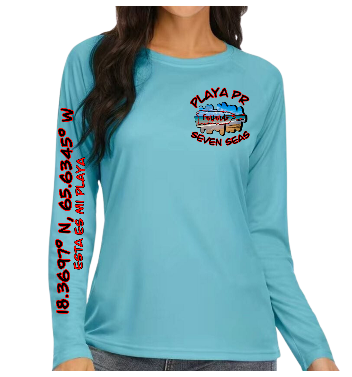 Womens UPF50+ rash guard long sleeve Seven Seas, Fajardo P.R