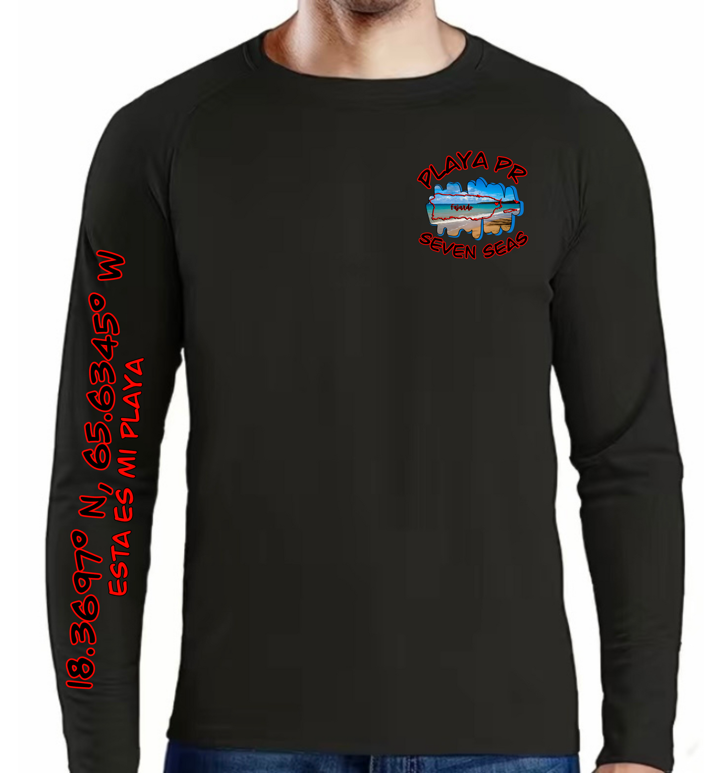 Men's UPF50+ rash guard Long Sleeve Seven Seas, Fajardo P.R