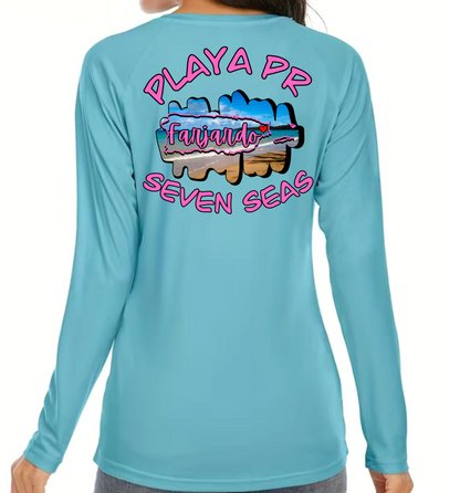 Womens UPF50+ rash guard long sleeve Seven Seas, Fajardo P.R