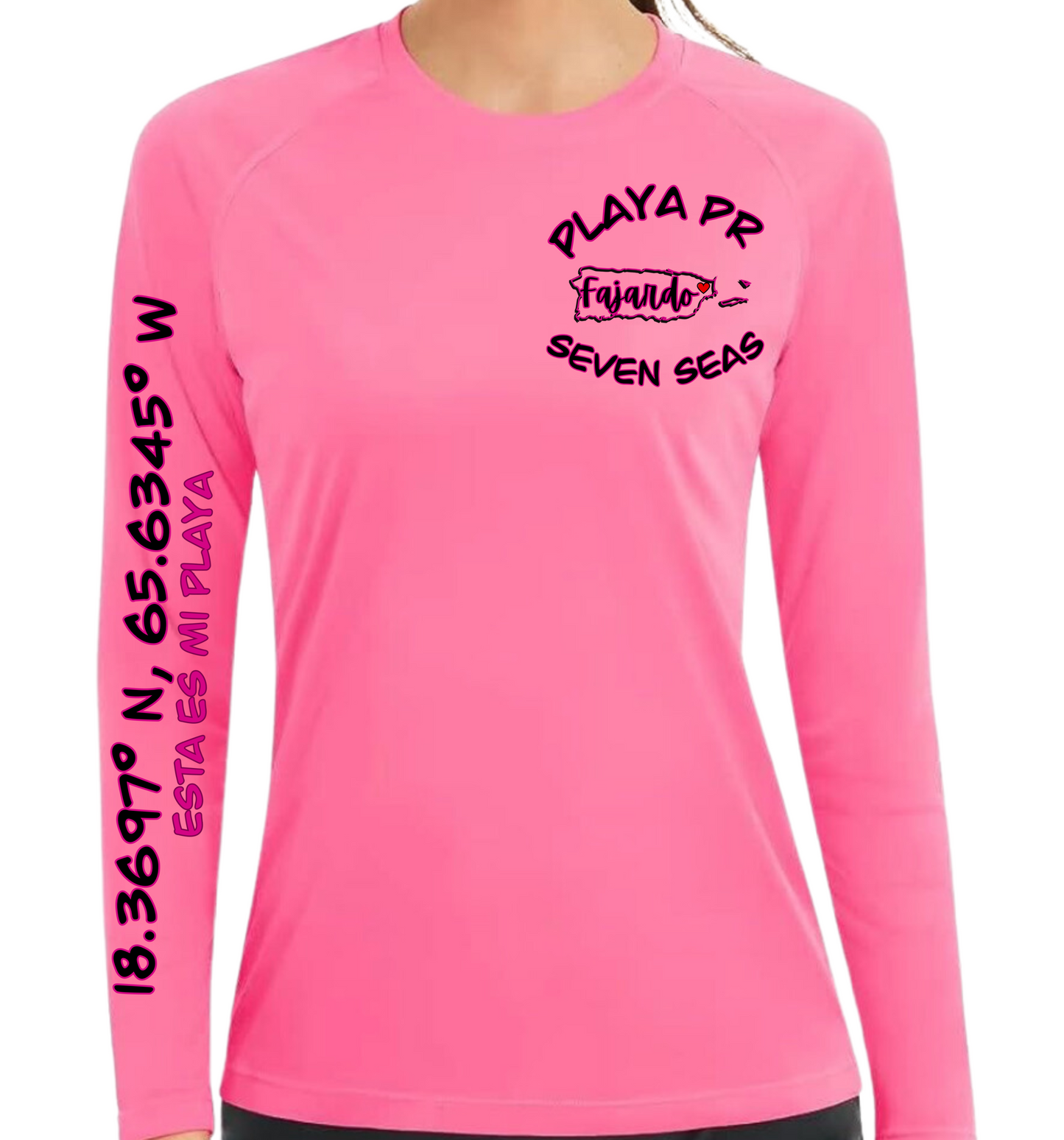 Womens UPF50+ rash guard long sleeve Seven Seas, Fajardo P.R