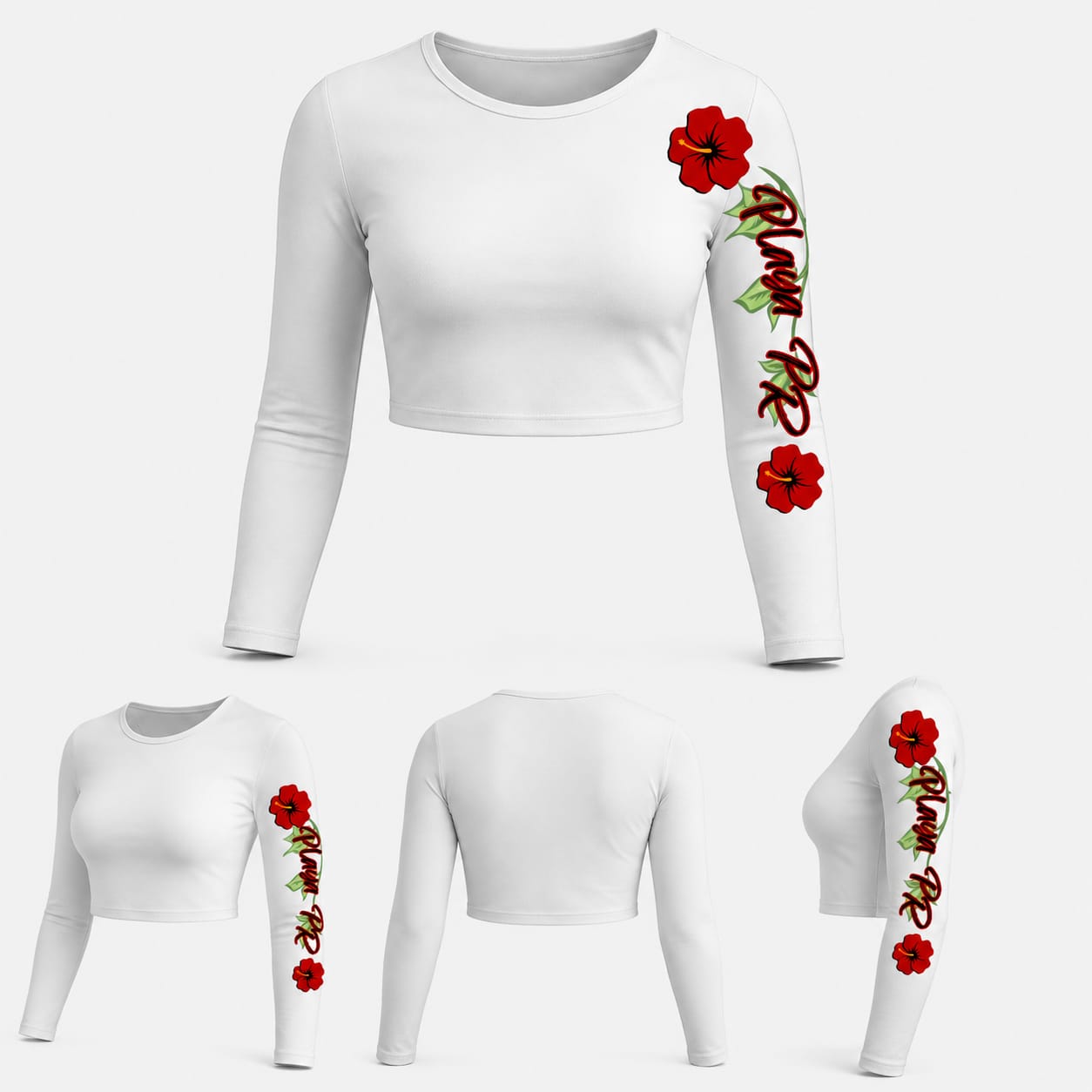womens long sleeve croptop de flor de maga