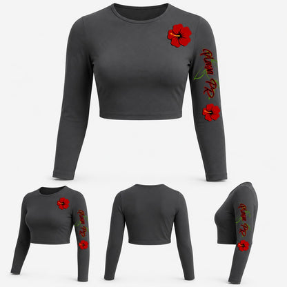 womens long sleeve croptop de flor de maga