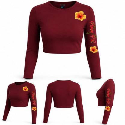 womens long sleeve croptop de flor de maga