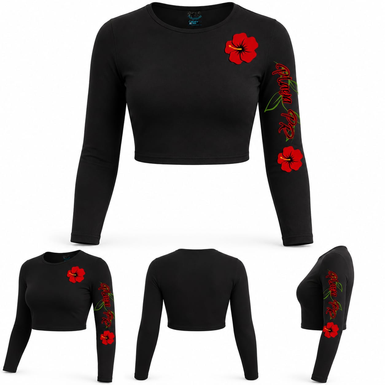 womens long sleeve croptop de flor de maga