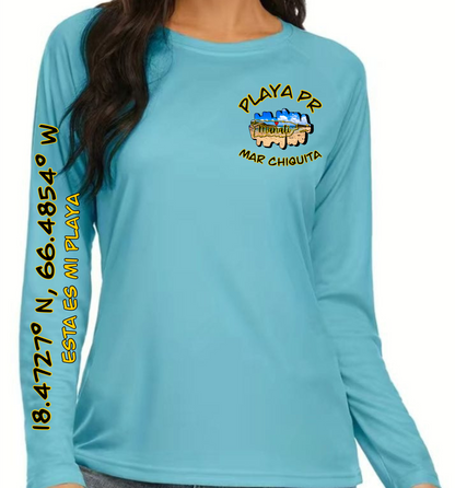 Womens UPF50+ rash guard long sleeve Mar Chiquita, Manati P.R