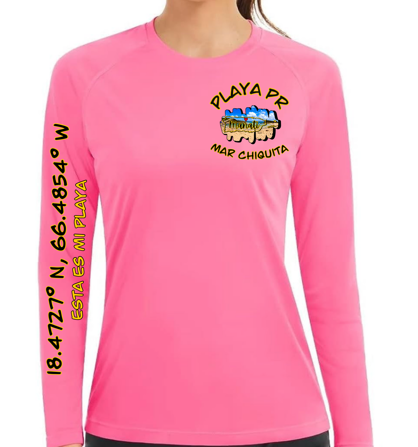 Womens UPF50+ rash guard long sleeve Mar Chiquita, Manati P.R