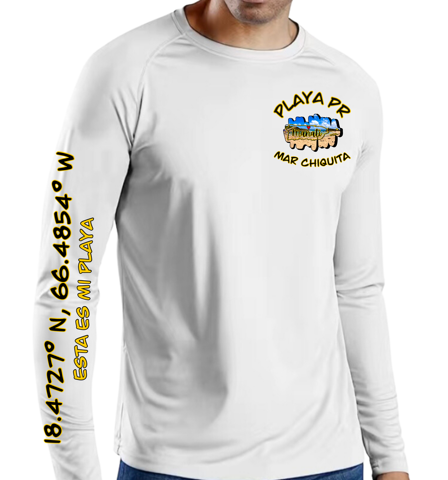 Men's UPF50+ rash guard Long Sleeve Mar Chiquita, Manati P.R