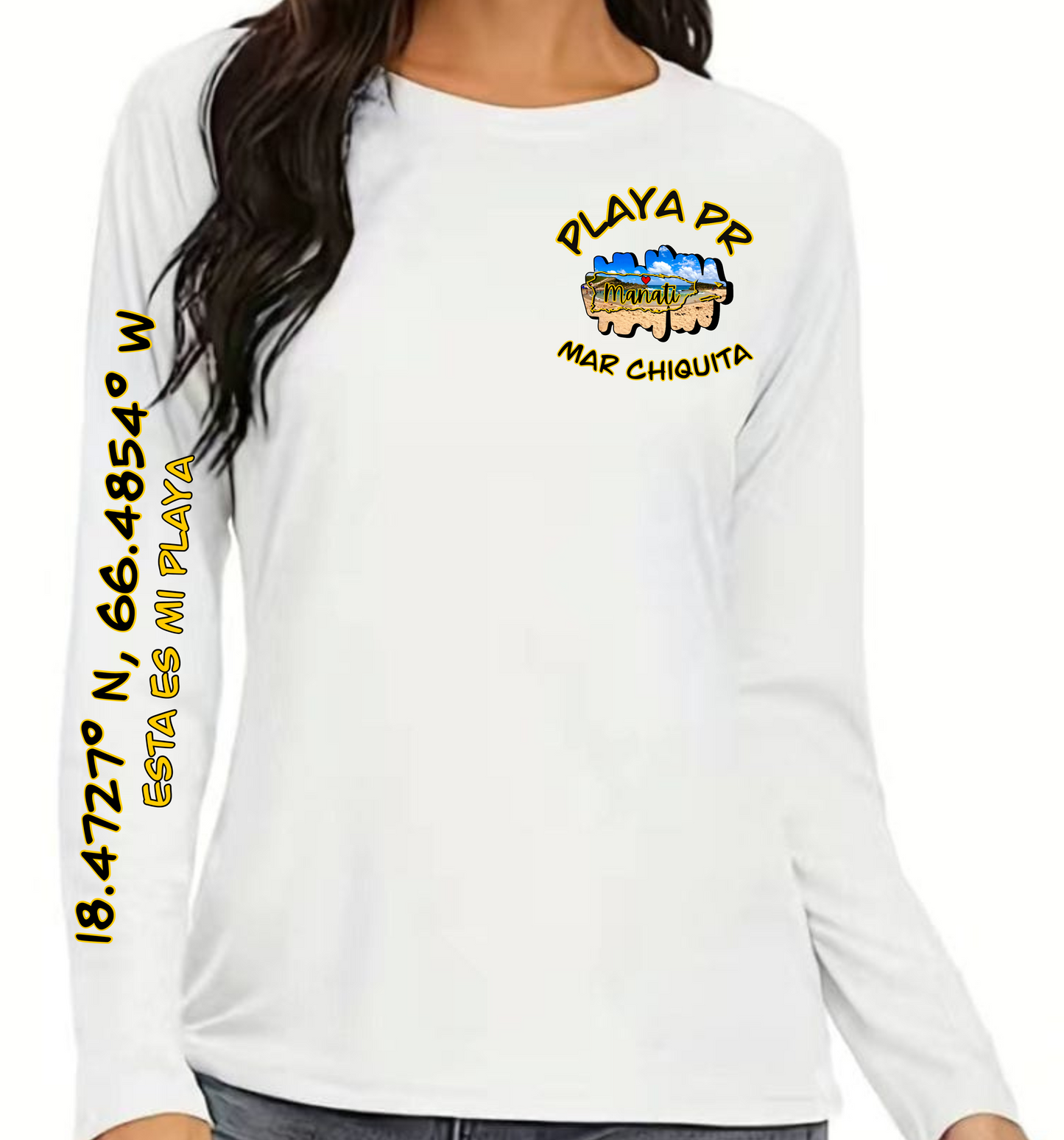 Womens UPF50+ rash guard long sleeve Mar Chiquita, Manati P.R