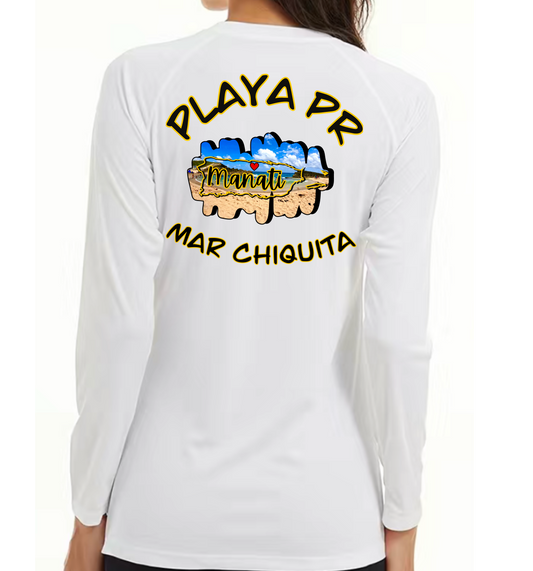 Womens UPF50+ rash guard long sleeve Mar Chiquita, Manati P.R