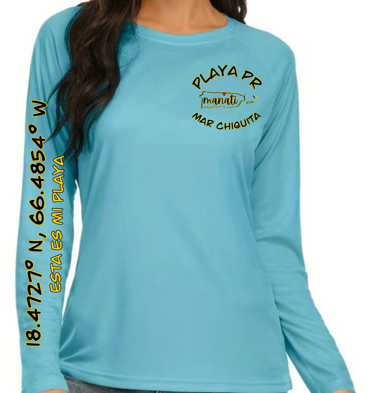 Womens UPF50+ rash guard long sleeve Mar Chiquita, Manati P.R