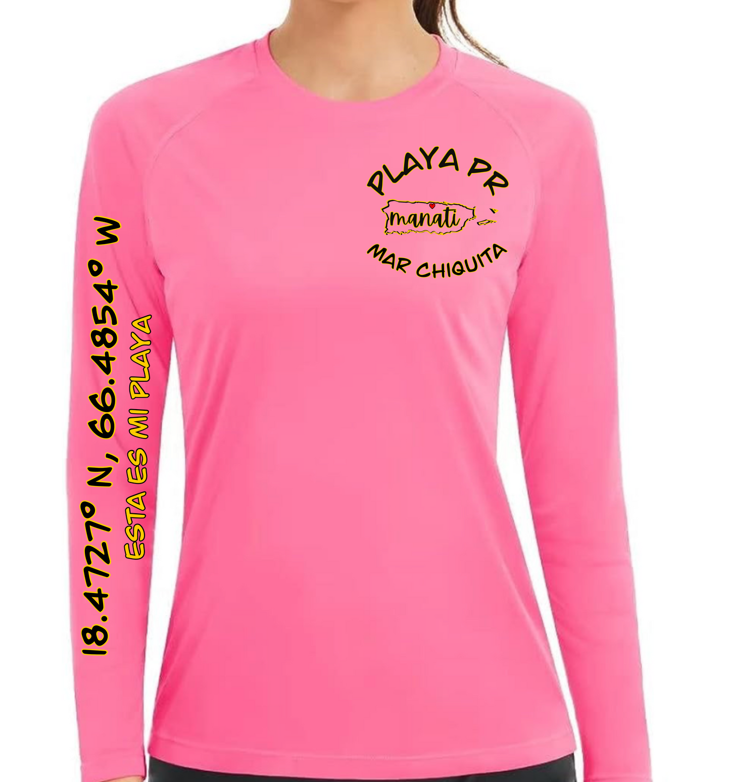 Womens UPF50+ rash guard long sleeve Mar Chiquita, Manati P.R