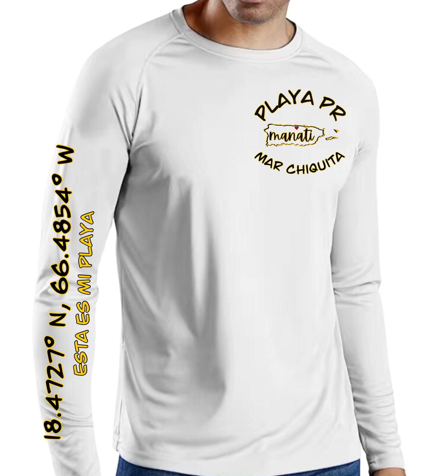 Men's UPF50+ rash guard Long Sleeve Mar Chiquita, Manati P.R