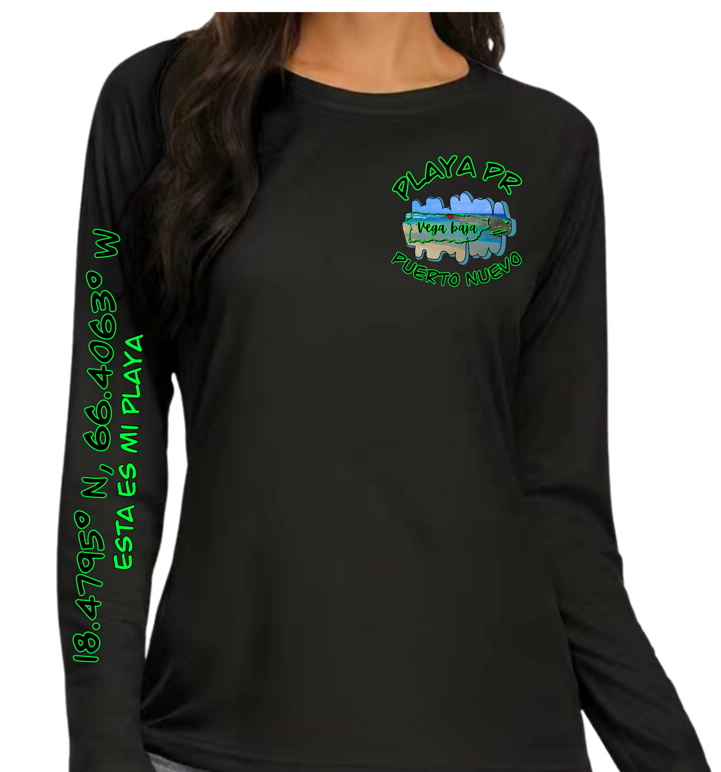 Women's UPF50+ rash guard long sleeve Puerto Nuevo, Vega Baja P.R