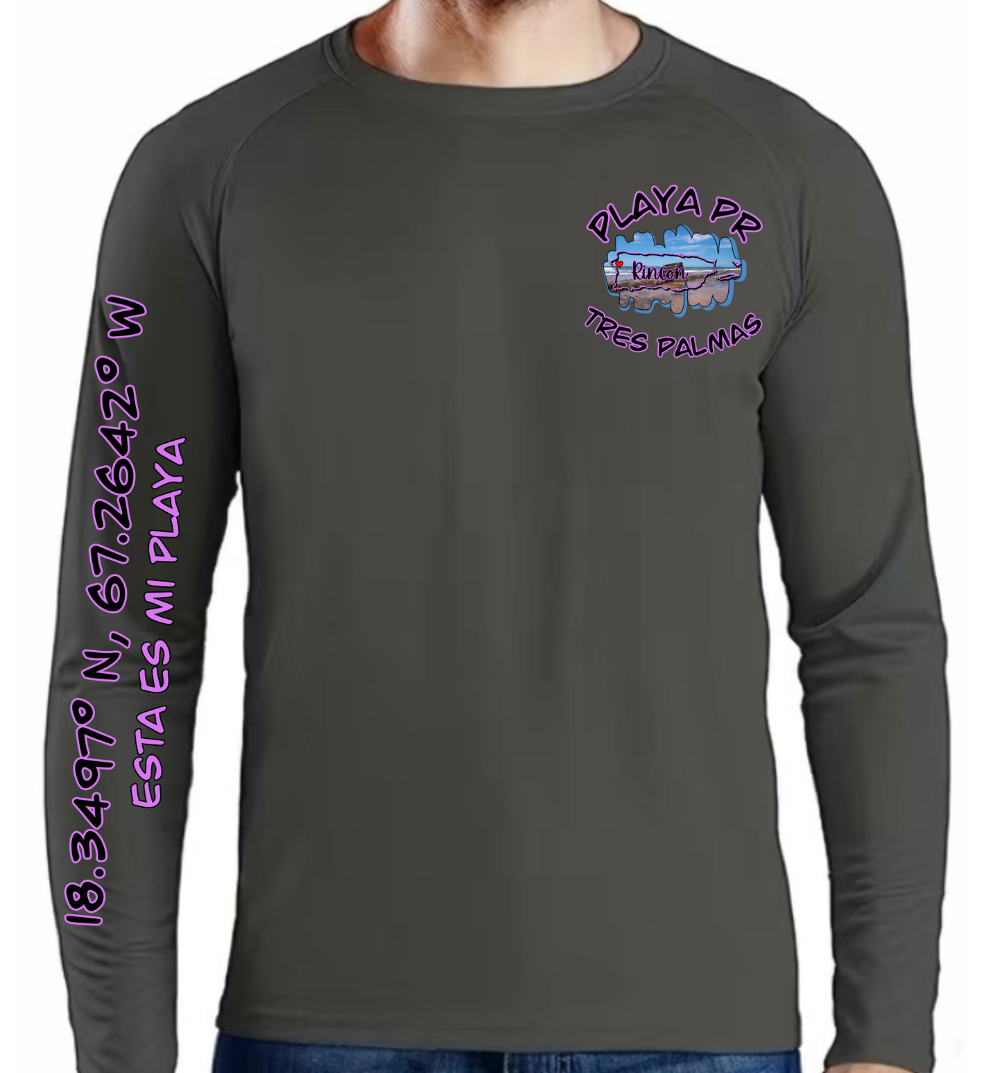 Men's UPF50+ rash guard long Sleeve Tres Palmas, Rincon P.R