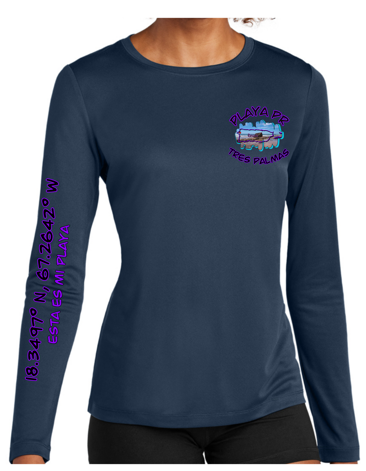 Women's UPF50+ rash guard long sleeve Tres Palmas, Rincon P.R