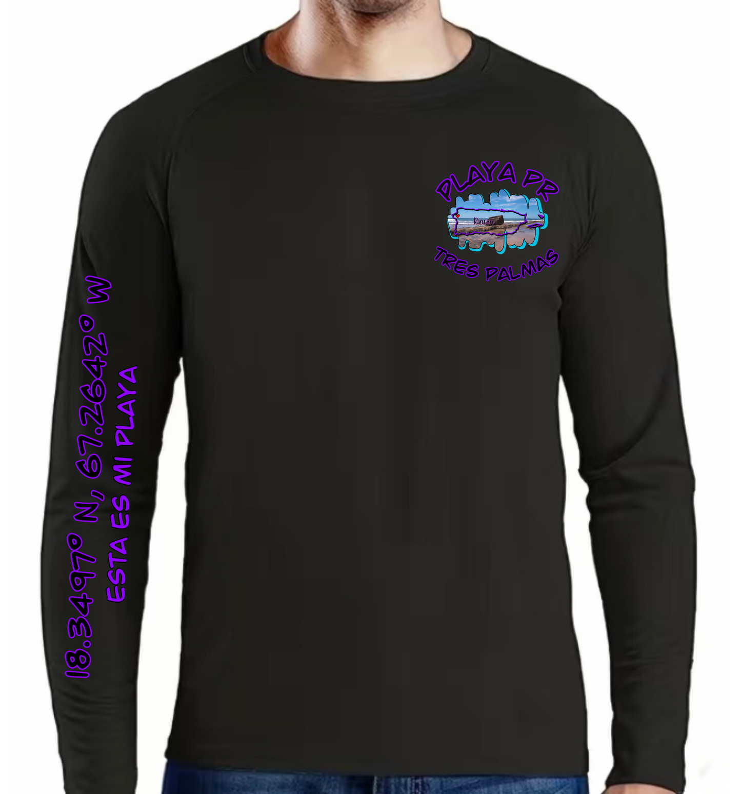 Men's UPF50+ rash guard long Sleeve Tres Palmas, Rincon P.R